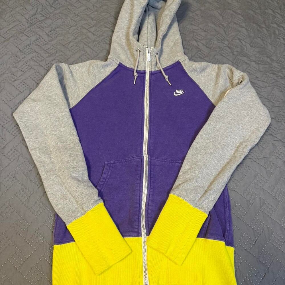 Women’s Size Small Y2K Nike retro colors full zip hoodie Purple Grey Yellow